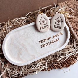   TELEFON, KULCS, PÉNZTÁRCA? ajándékbox közepes tálkával - bézs
