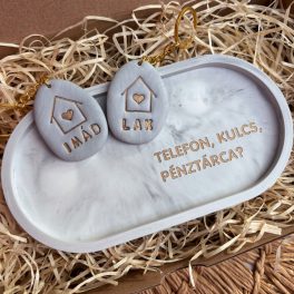   TELEFON, KULCS, PÉNZTÁRCA? ajándékbox közepes tálkával - szürke