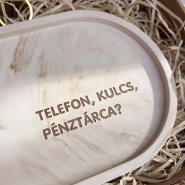 TELEFON, KULCS, PÉNZTÁRCA? - nagy tálka - bézs