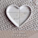 Két kezdőbetűs szív tálka kalligrafikus betűtípussal és dátummal - bézs